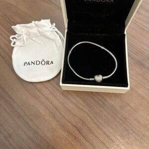 Pandora snake chain charm bracelet with bag/box